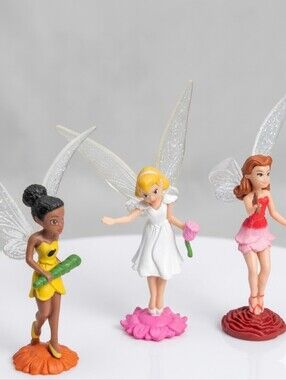 Disney Fairies Figurine Set - White Dress Tinker Bell, Rosetta, Iridessa